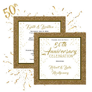 50e Anniversaire Elegant Gold Invitation