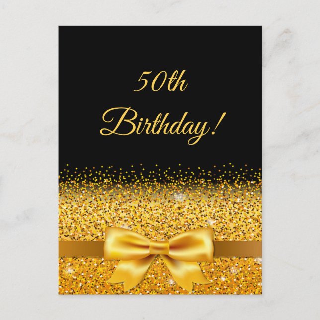 50e anniversaire en noir avec invitation arc or (Devant)