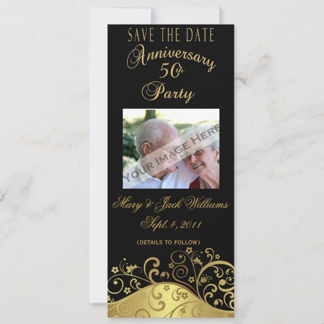 50e anniversaire Enregistrer la carte de date/Invi (Devant)