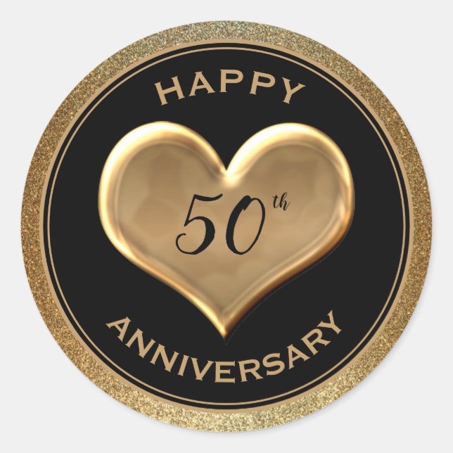 50e anniversaire - Étincelle d'or - Sticker rond (Devant)