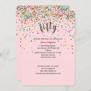50e Anniversaire Fête confetti Invitation