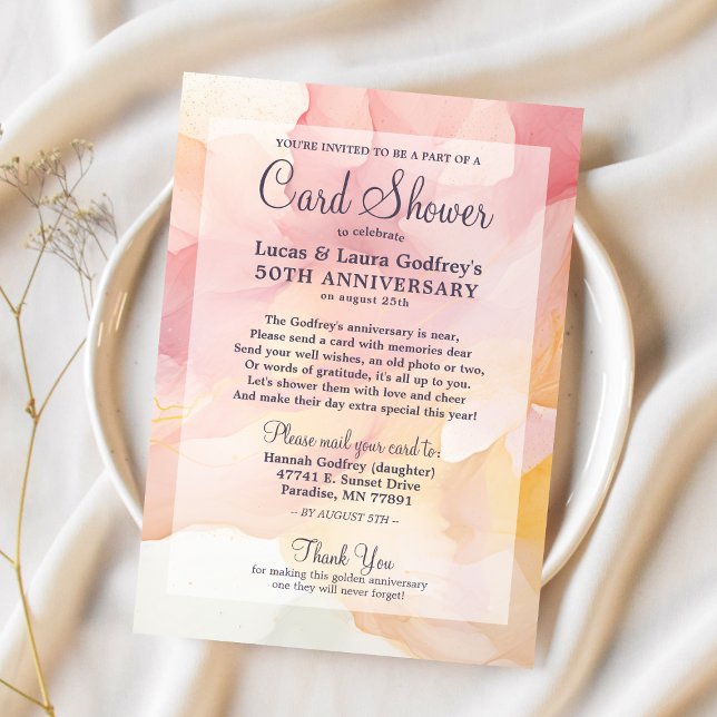 50e anniversaire Fête des Cartes Pastels Dorés (Créateur téléchargé)