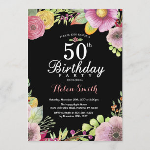 50e anniversaire floral Invitation pour les femmes