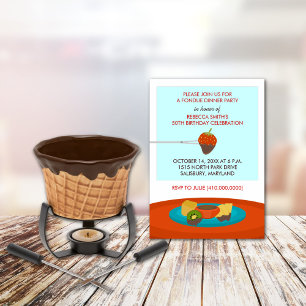 50e anniversaire Fondue Dîner de fête Invitation