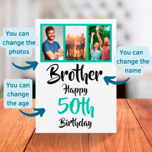 50e anniversaire frère photo collage carte