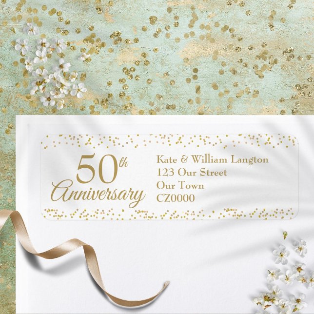 50e Anniversaire Gold Dust Confetti Adresse de ret (50th Anniversary Gold Dust Confetti Return Address Label)