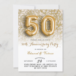 50e anniversaire Gold Floral Invitation