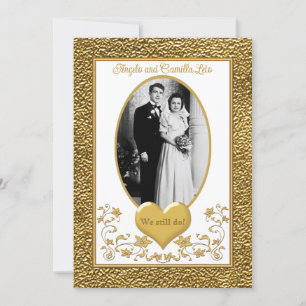 50e anniversaire, Gold Heart Invitation 2 - Blanc