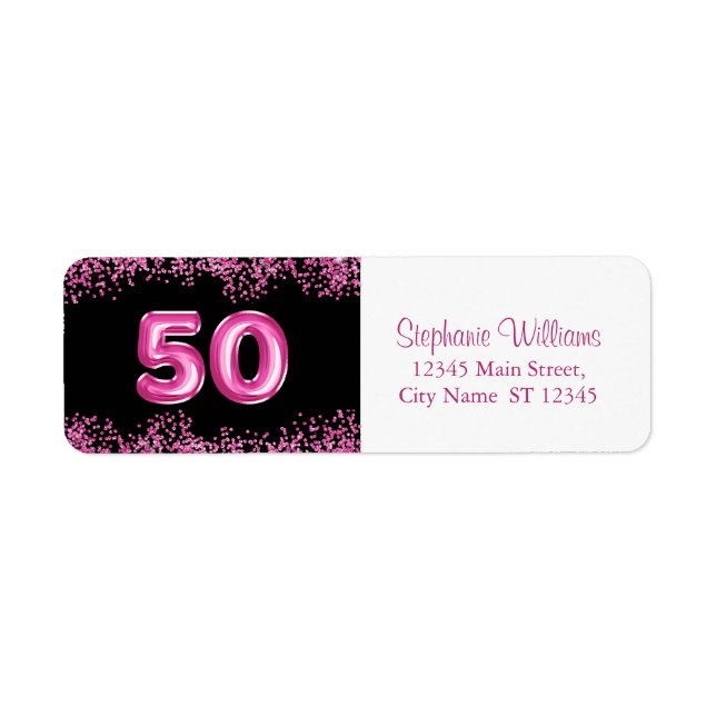 50e anniversaire Hot Pink Balloon Police | Parties (Devant)