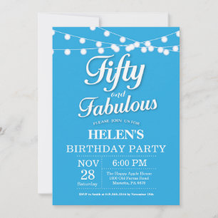 50e Anniversaire Invitation Bleu Fabuleux