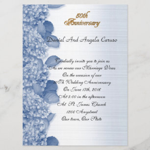 50e anniversaire invitation bleu hydrangée