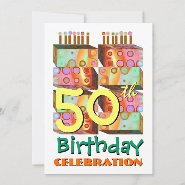 50e anniversaire Invitation Bougies et cadeaux (Devant)