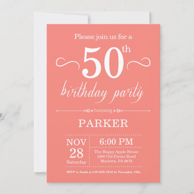 50e anniversaire Invitation Coral (Devant)