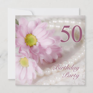 50e anniversaire invitation de fête avec marguerit