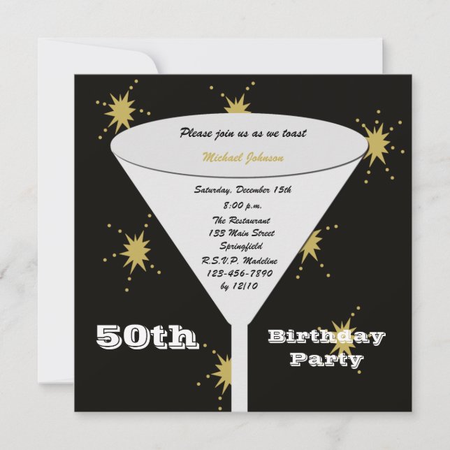 50e anniversaire Invitation de la fête Gold 50e to (Devant)