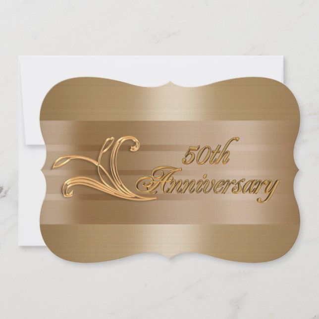 50e anniversaire invitation or élégant (Devant)