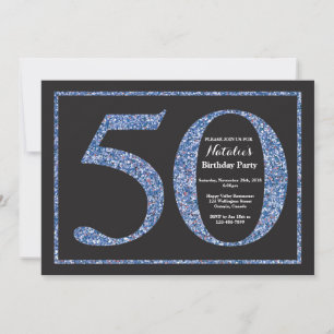 50e anniversaire Invitation Parties scintillant bl