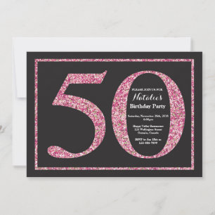 50e anniversaire Invitation Pink Parties scintilla