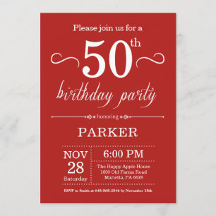 50e anniversaire Invitation Rouge