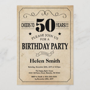 50e anniversaire Invitation Rustic Vintage Retro