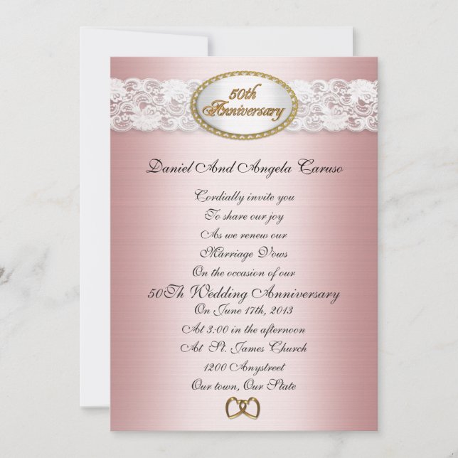 50e anniversaire Invitation traditionnelle (Devant)