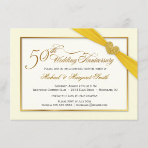 50e Anniversaire Mariage d'or Invitation élégante