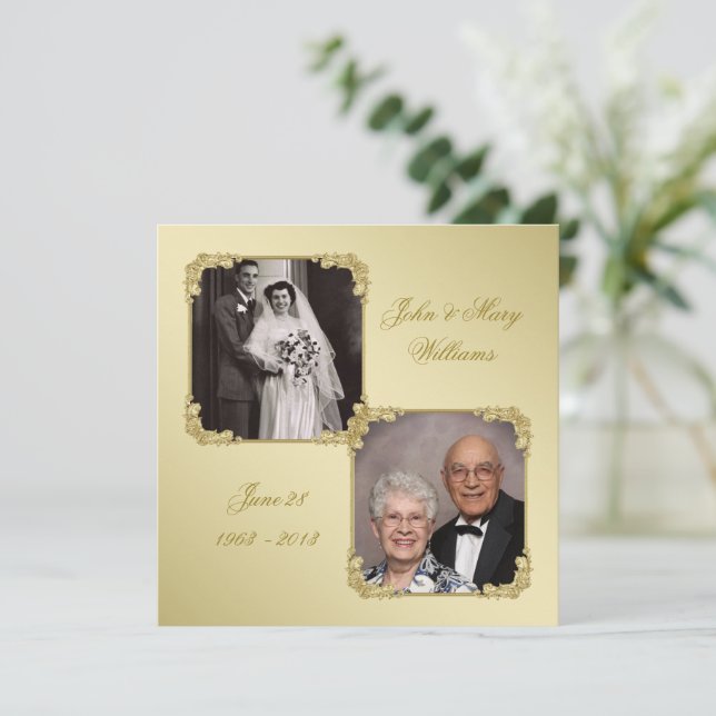 50e anniversaire Mariage d'or Invitation photo (Debout devant)