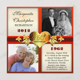 50e anniversaire mariage élégant invitations photo
