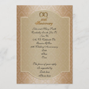 50e anniversaire Mariage invitation or damask or