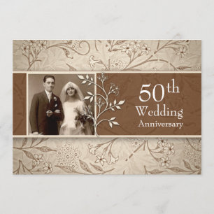 50e anniversaire mariage photo invitations vintage