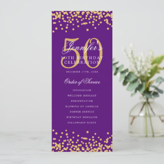50e Anniversaire Menu du programme Merci U Gold Pu