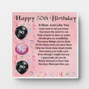 50e anniversaire Mum Poem Plaque
