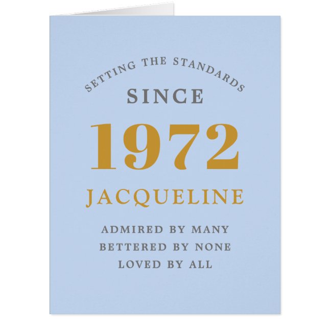 50e anniversaire Nom 1972 Blue Elegant Chic (Devant)