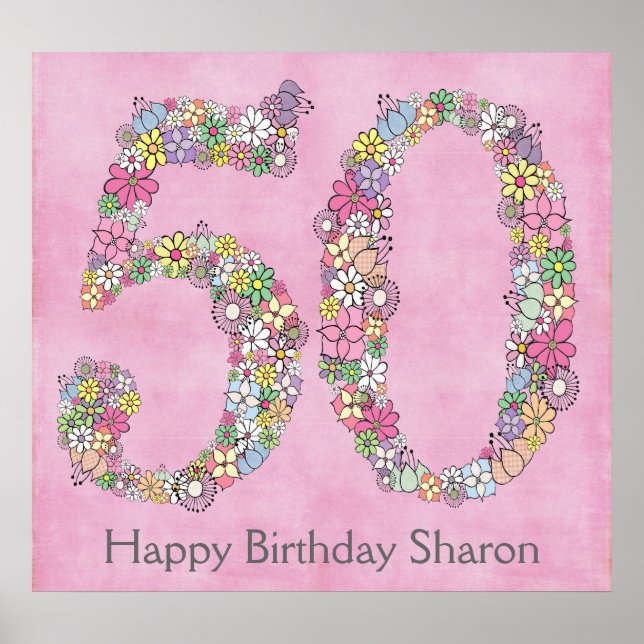 50e Anniversaire Numéro de fête Bannière Poster (G (Devant)