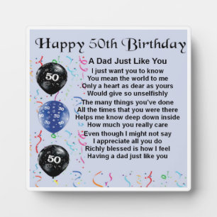 50e anniversaire Papa Poem Plaque