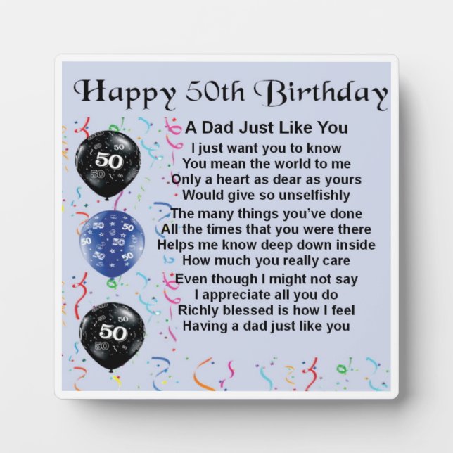 50e anniversaire Papa Poem Plaque (Devant)