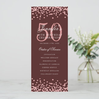 50e anniversaire Programme Menu Rose Gold Bourgogn