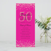 50e anniversaire Programme Menu Rose Gold Hot Pink