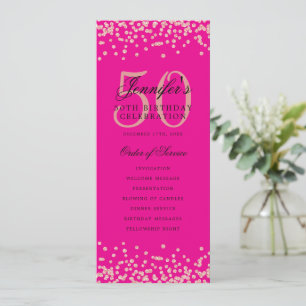 50e anniversaire Programme Menu Rose Gold Hot Pink