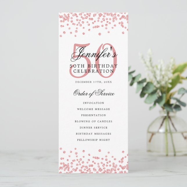 50e Anniversaire Programme Rose Gold Menu (Debout devant)