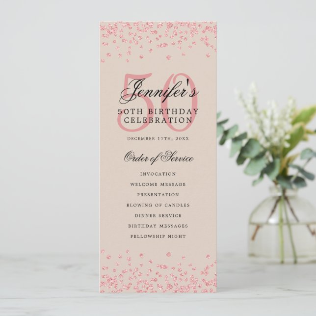 50e Anniversaire Programme Rose Gold Menu Champagn (Debout devant)