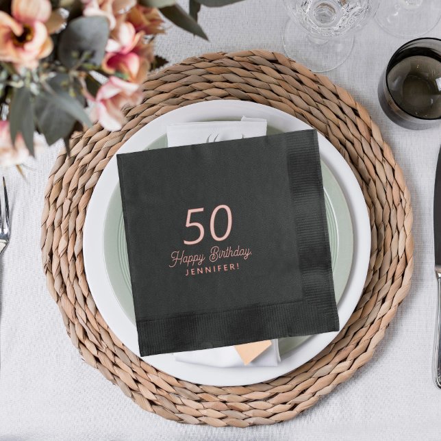 50e anniversaire rose or noir nom personnalisé (Créateur téléchargé)