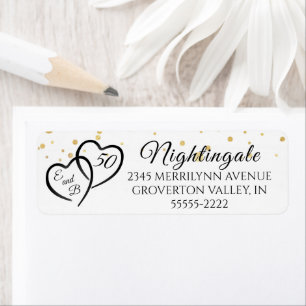 50e anniversaire Script Hearts Monogrammes Initial