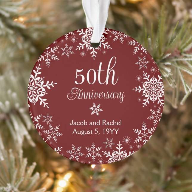50e anniversaire Snowflakes Red Custom Wedding (Arbre)
