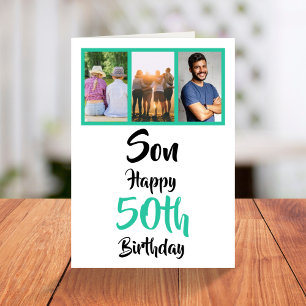 50e anniversaire Son vert moderne photo carte coll