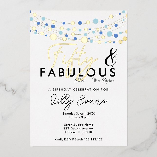 50e anniversaire surprise invitation élégante (Recto)