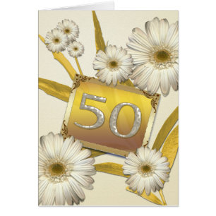 50e Birthday card witdaisies.