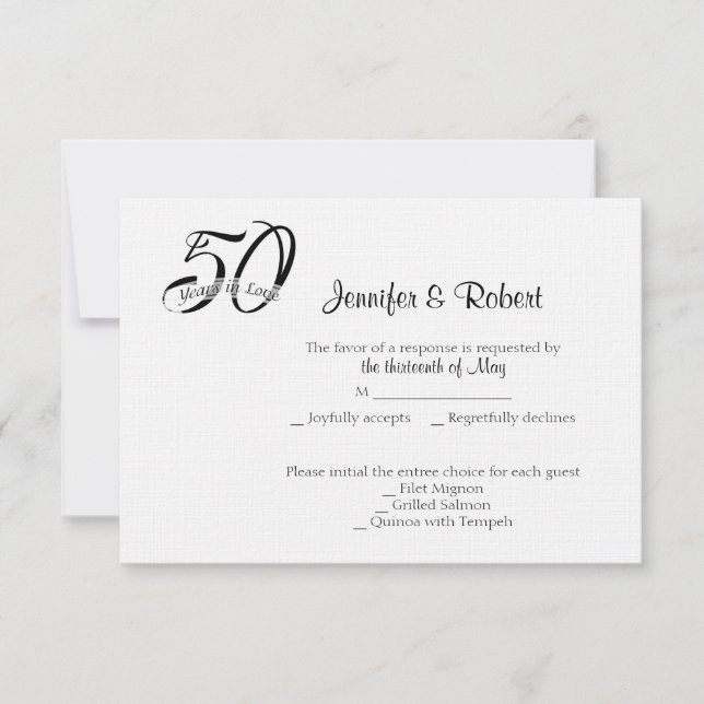 50e carte de réponse à l'anniversaire de la photo (Devant)