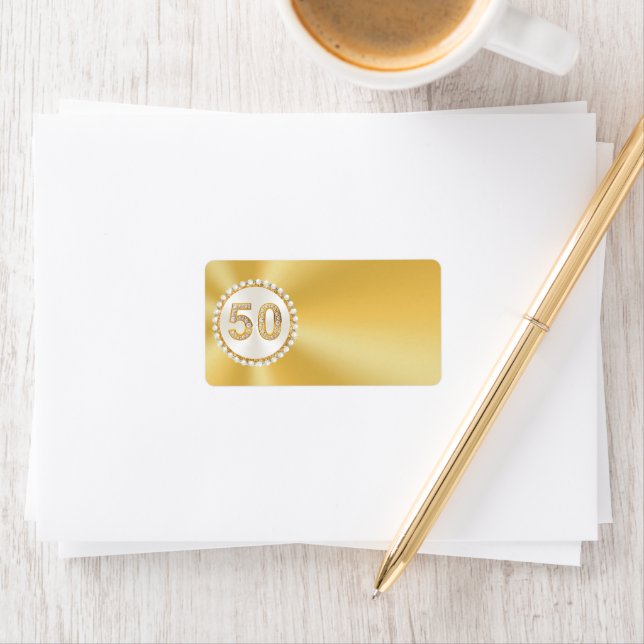 50e, Étiquettes de adresse d'or, Autocollants Étiq (En situation)
