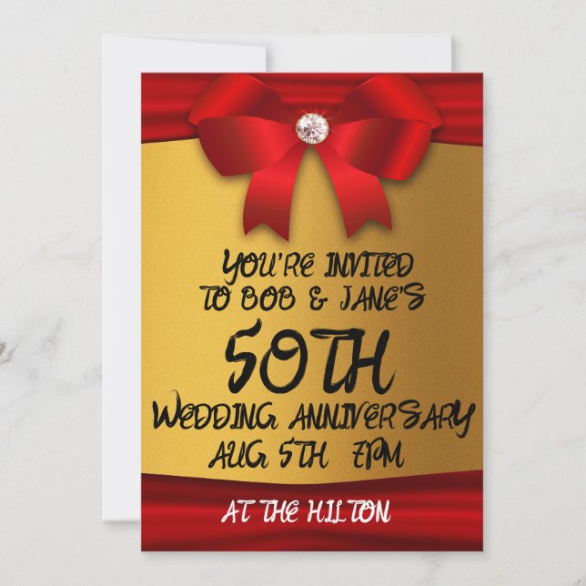 50E INVITATIONS ÉLÉGANTES DE L'OR MARIAGE (Devant)